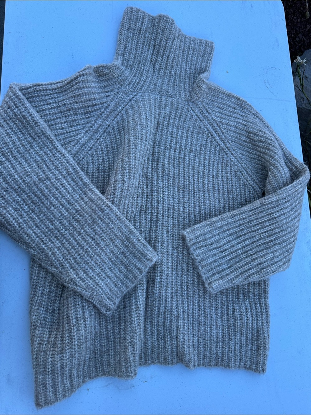 MATE the Label Neutral Grey/Taupe Oversized Ribbed Turtleneck Sweater - Women’s